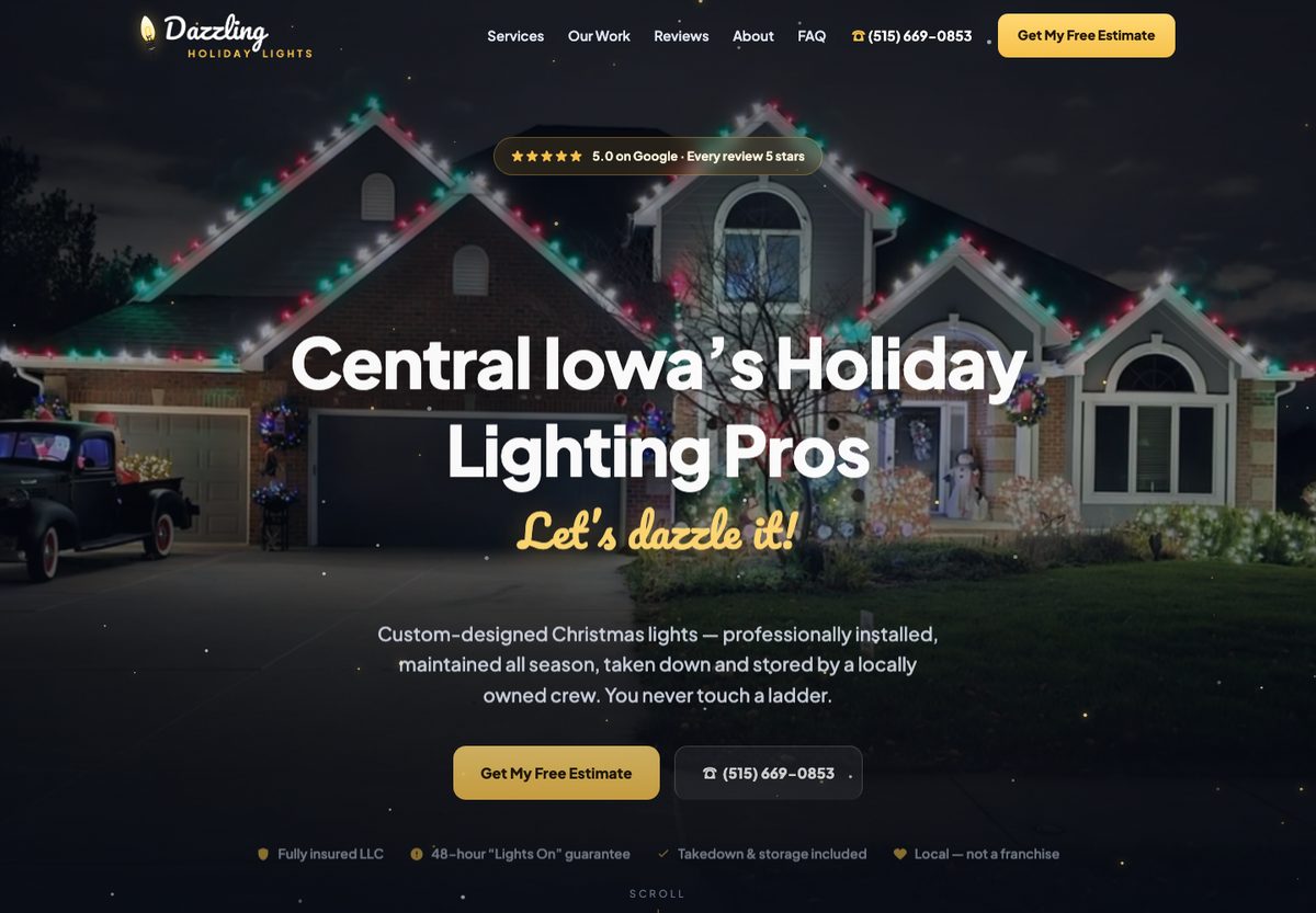 Dazzling Holiday Lights website homepage